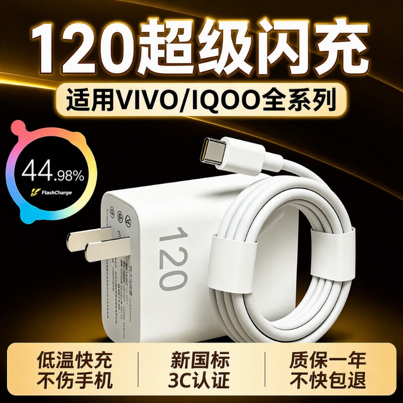 vivo充电器原装正品套120超级快充X90/100/200pro充电头iqoo11/12/13/15Ultra手机数据线neo7/8/9/10加长2米图片