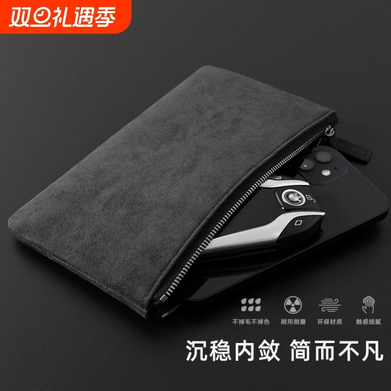 男士手拿包商务翻毛皮手抓休闲新款手包简约大容量手机包信封钱包