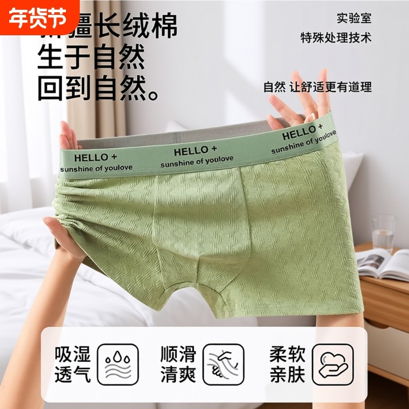 男士纯棉内裤男生抗菌2025新款四角裤平角短裤头男款底裤衩轻薄,女士内衣/男士内衣/家居服,男平角内裤,淘宝优惠券,粉丝福利购,淘宝优惠卷