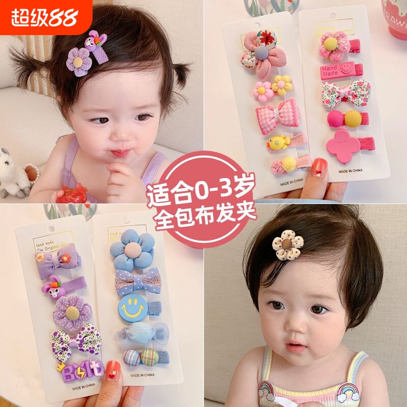 婴幼儿儿童发夹不伤发女宝宝汗毛夹全包布发饰碎发卡夹子头饰布艺图片