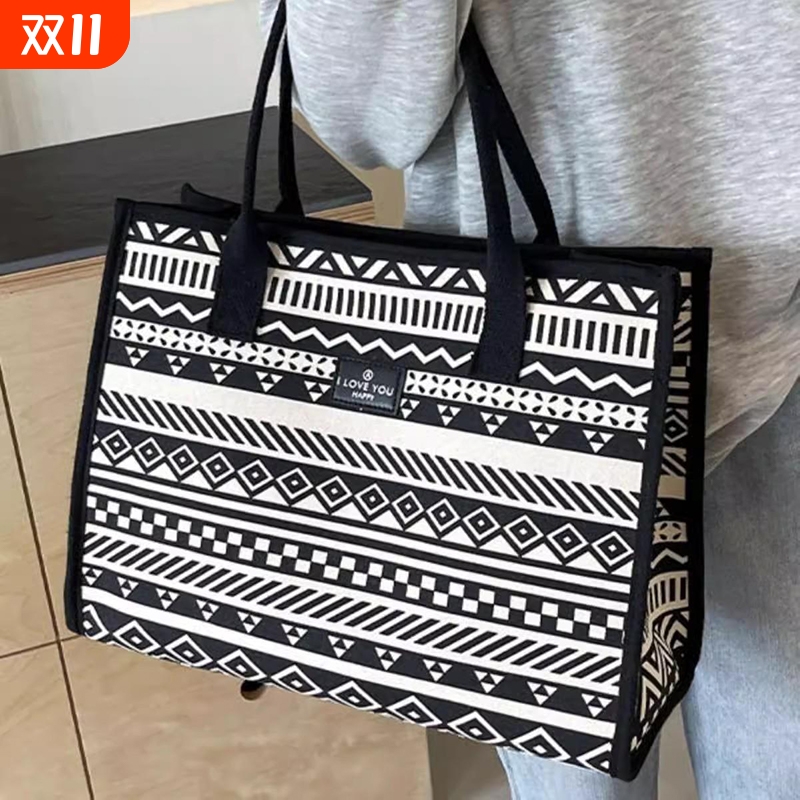 托特大容量2025新款单肩包包女通勤帆布手提购物袋外出旅行通勤包