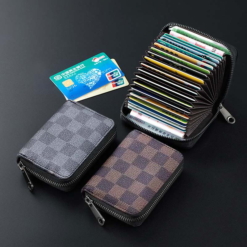 卡包女超薄小巧高级感驾驶证件卡套零钱包女格子便携钱包收纳风琴