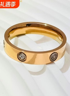 钉子戒指男女18K玫瑰金戒指