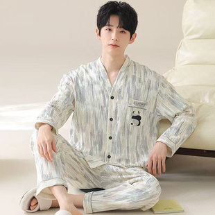 睡衣纯棉可外穿春秋款 男士 2025新款 大码 家居服 男生男款 青少年长袖