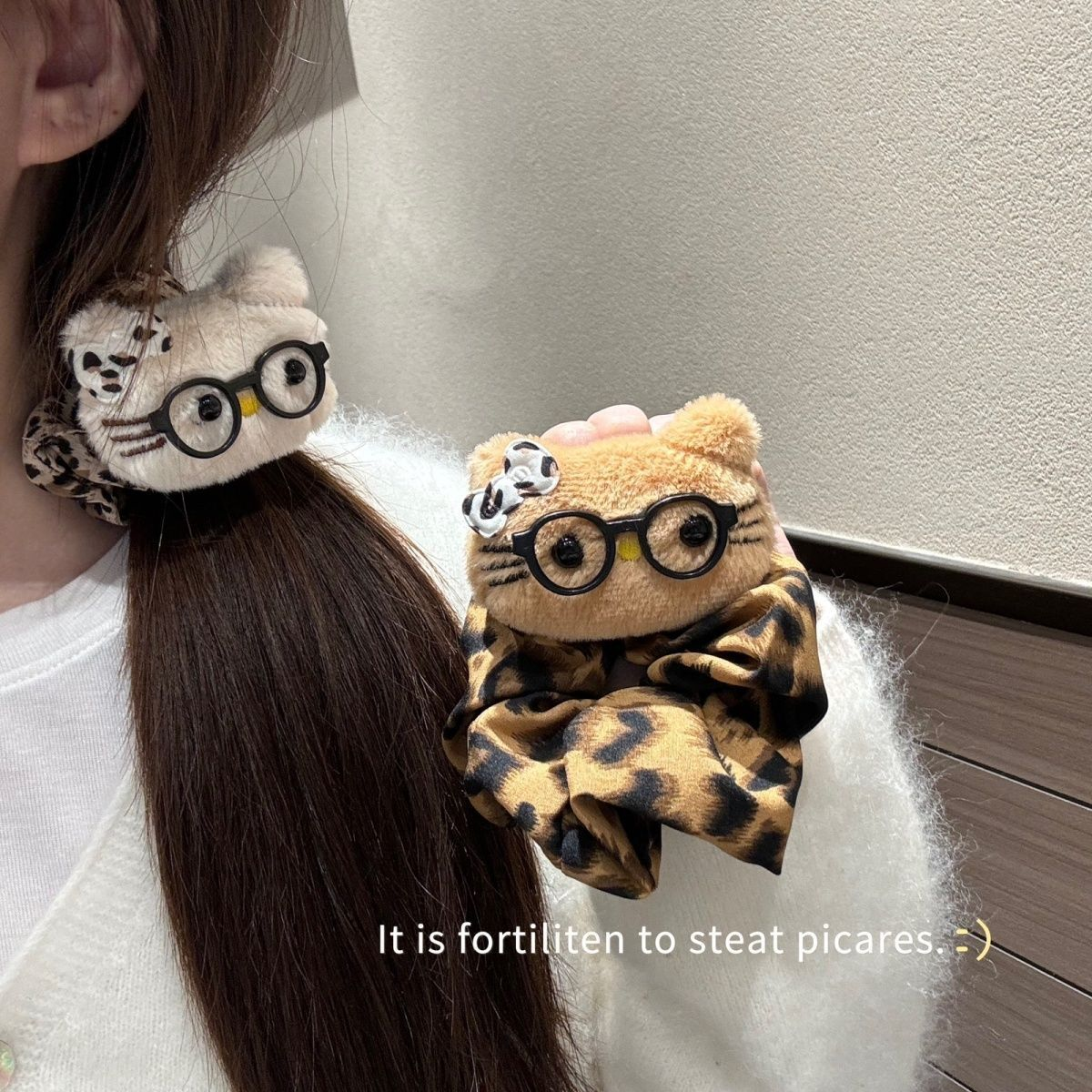 ins辣妹眼镜kt豹纹系发圈爆款百搭波点秋冬慵懒风小众发饰大肠圈