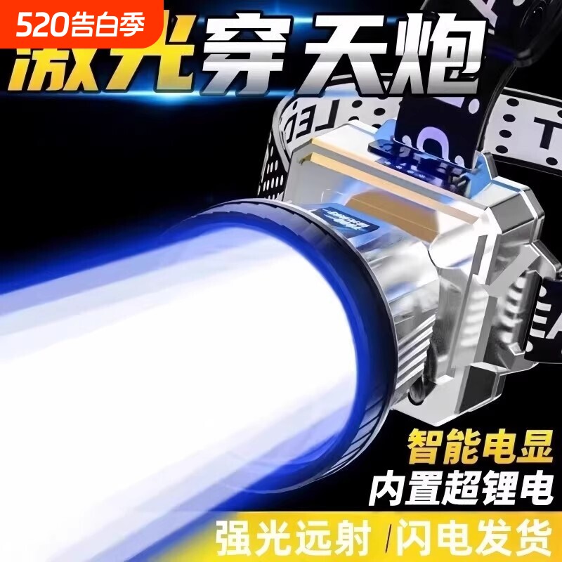 公牛适用头戴式强光头灯户外远射超长续航可充电防水超亮感应夜钓