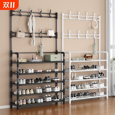 家用一体架多层简易衣帽架门口收纳鞋架宿舍鞋柜出租房置物架落地