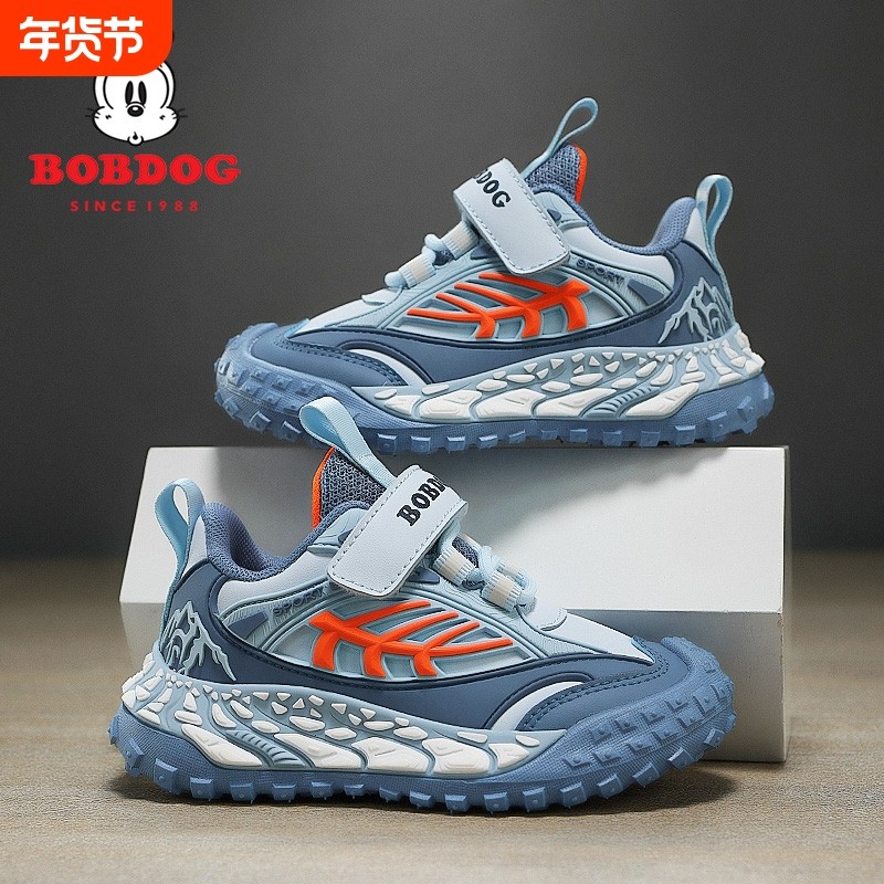 巴布豆男童鞋子防水皮面2025春秋新款韩版轻便软底耐磨儿童运动鞋