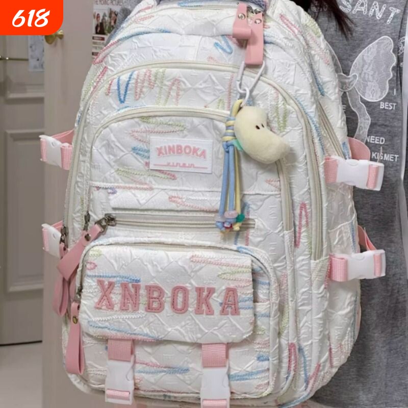 茶话会书包女初中女生大学生双肩包背包红色大容量防水斜挎单肩