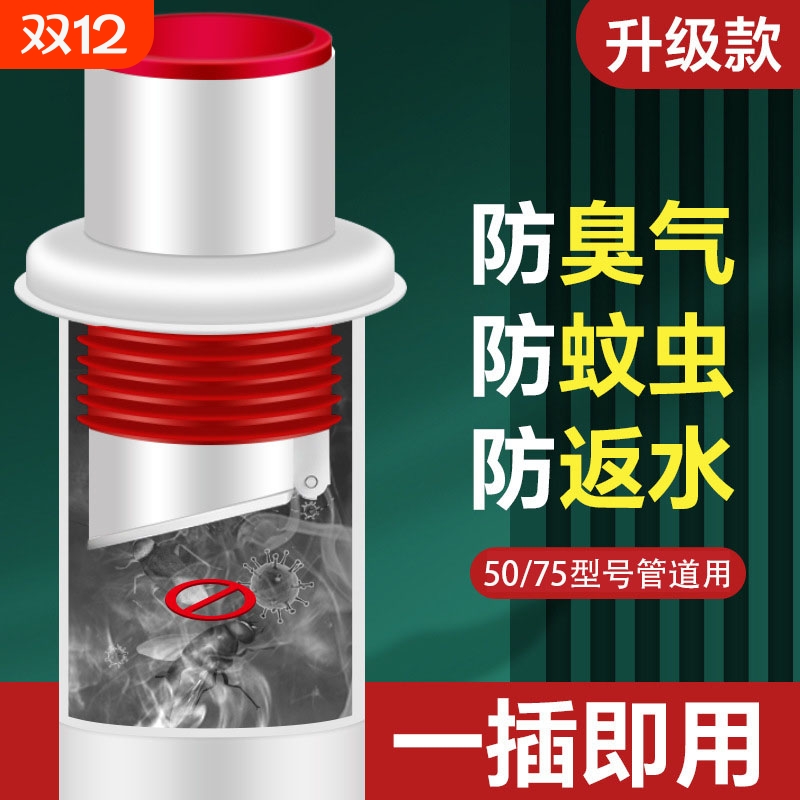 下水道密封塞厨房卫生间脸盆管道防返臭神器密封圈 50/75型号通用