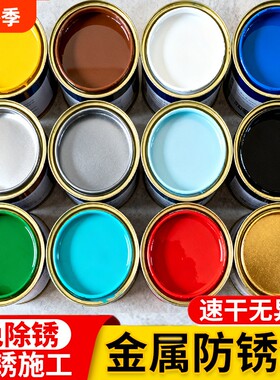 水性油漆金属防锈漆漆防腐铁锈剂家用涂料黑色哑光铁红改色彩钢瓦