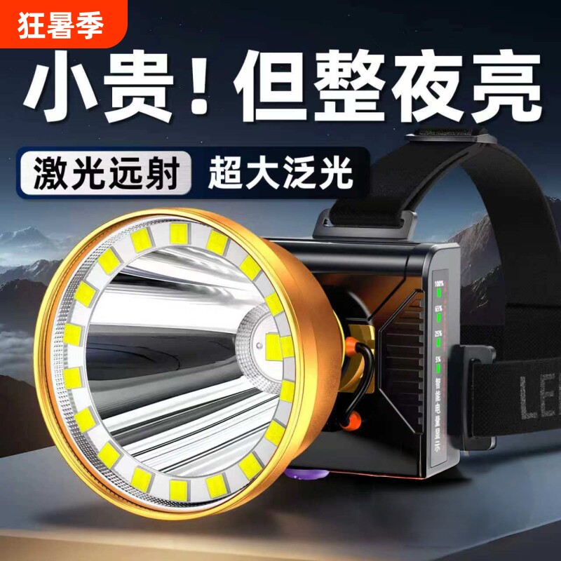 头灯2026新款强光超亮头戴式超长续航钓鱼专用手电筒户外充电照明