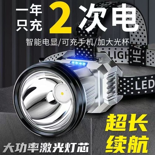 公牛适用头灯2025新款超亮头戴式感应超长续航钓鱼登山灯户外
