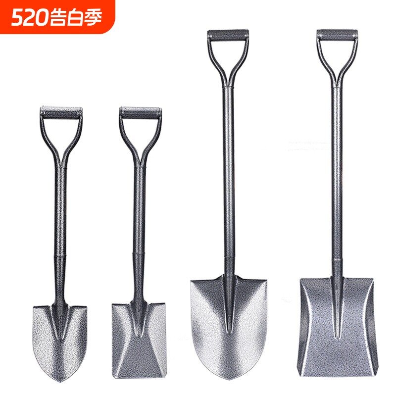 一体全锰钢锹加厚尖锹方锹铁锨铁锹园艺农用锰钢铁铲园林工具铲雪