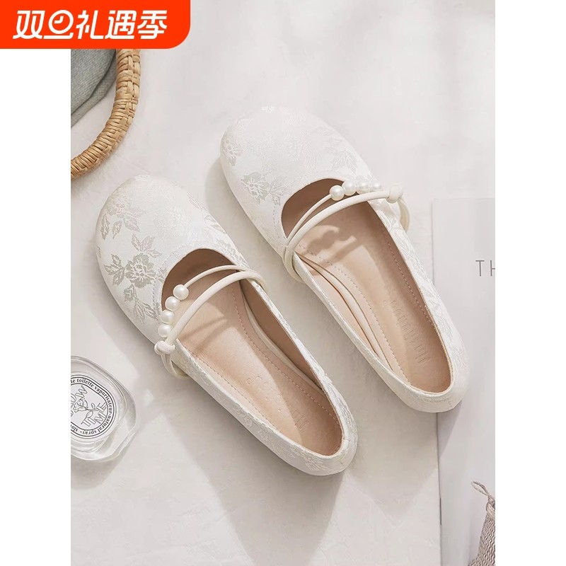 新中式法式版绝美国风配旗袍玛丽珍鞋温柔风羊皮浅口女单鞋配裙子