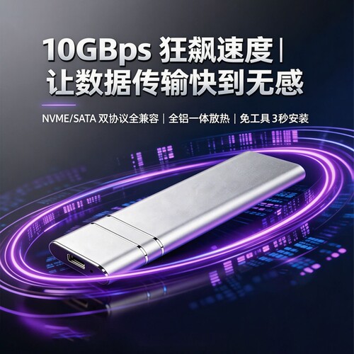 M2固态硬盘盒铝壳USB31 TypeC接口适配NVMe SATA转接板