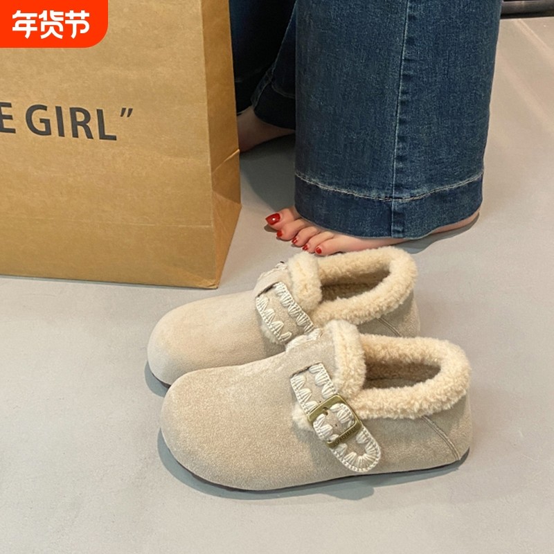 厚底内增高加绒勃肯鞋毛毛鞋女2025新款冬保暖低帮雪地靴棉鞋毛绒,女鞋,勃肯鞋/软木鞋,淘宝优惠券,粉丝福利购,淘宝优惠卷