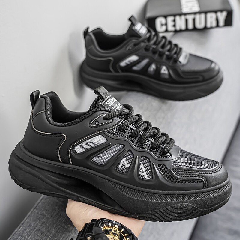 SENMA/森马运动男鞋春季透气网面薄款休闲鞋高级感潮鞋黑色白色