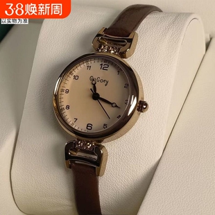 复古考试手表女款学生ins高颜值轻奢小表盘女士石英表小众质感