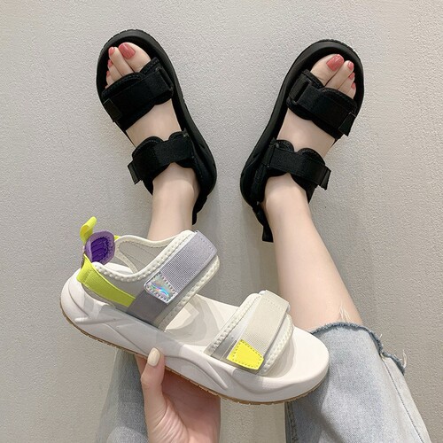 意尔康心选凉鞋女2025年夏季新款百搭平底学生运动厚底休闲时装沙