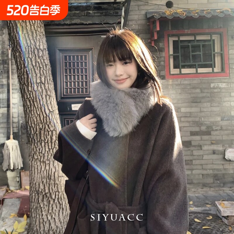 气质灰色仿狐狸毛毛绒围巾女冬季保暖加厚毛领围脖高级感披肩磁吸