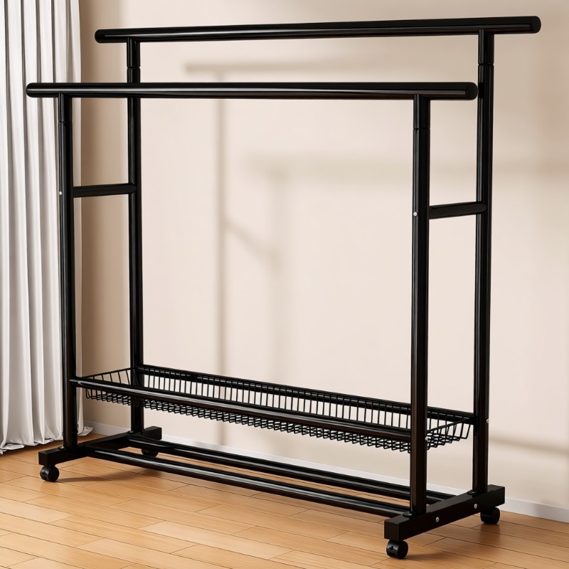 衣架落地卧室家用挂衣架室内挂衣服收纳架子阳台晾衣架衣帽架移动