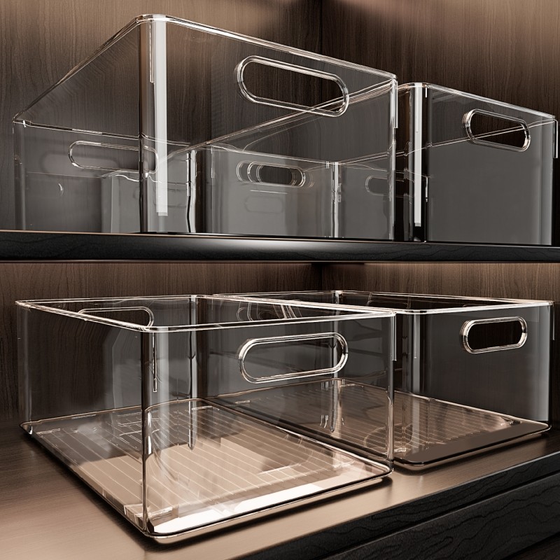 收纳筐亚克力收纳盒透明整理杂物零食桌面长方形储物塑料盒子书本