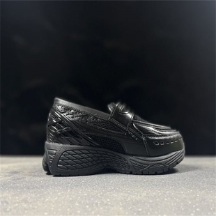 N字系列1906L一脚蹬乐福鞋 黑棕液态银复古半拖 网面男女休闲板鞋