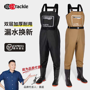 一体防水水裤 水鞋 皮叉水库抓鱼半身涉水服 全身连体雨裤 加厚下水裤