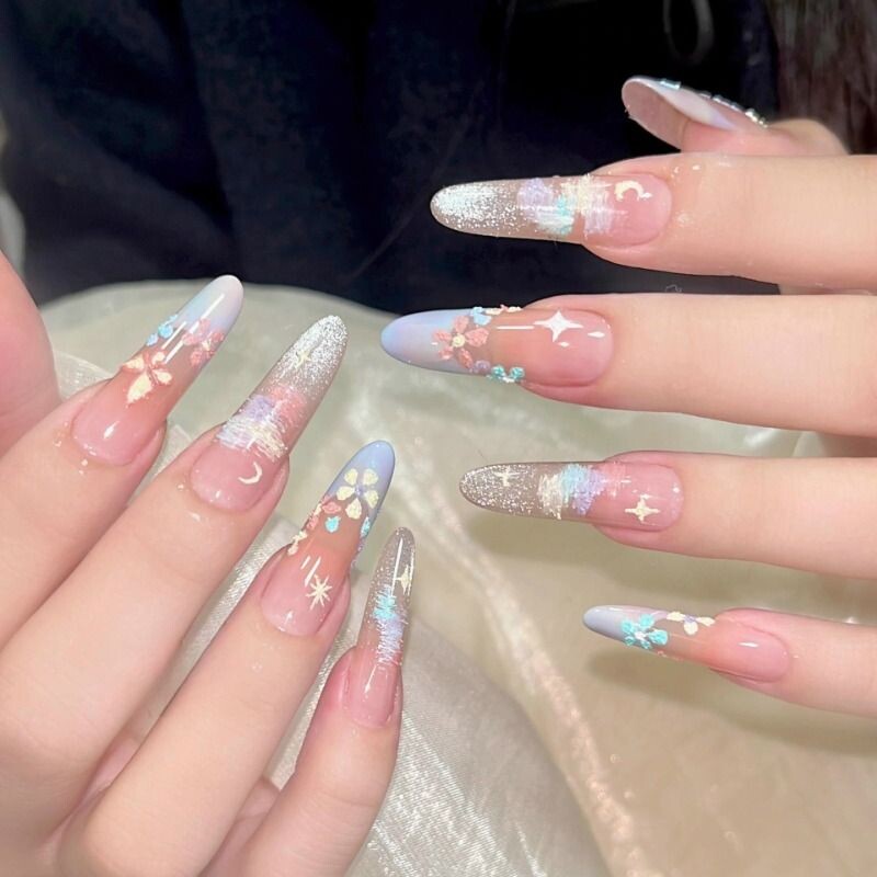 莫奈花园穿戴甲ins手工美甲成品假指甲2025新款显白法式新年黑