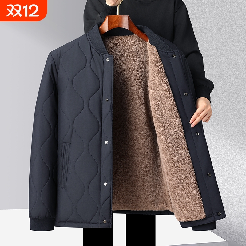 爸爸冬装棉衣加绒加厚夹克冬季男士外套爷爷棉服内胆中老年小棉袄
