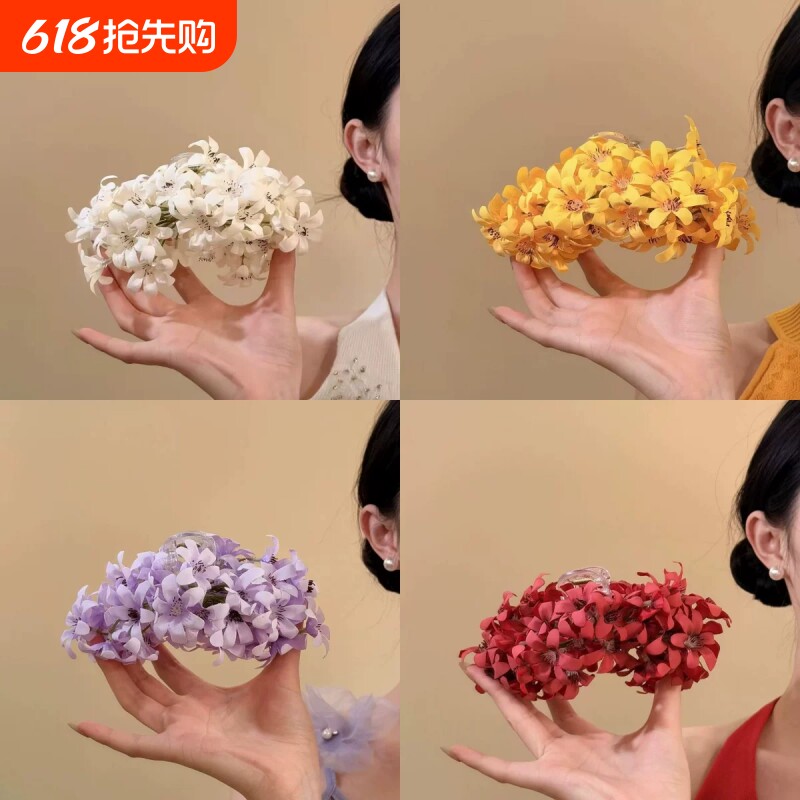 梨花微雨新中式花朵抓夹发量多大号仿真花发卡发饰森系婚礼造型