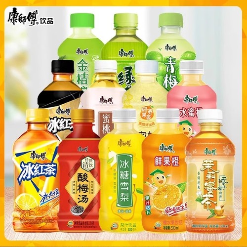 康师傅冰红茶330ml*24瓶水蜜桃鲜果橙茉莉花茶绿茶正品多种口味