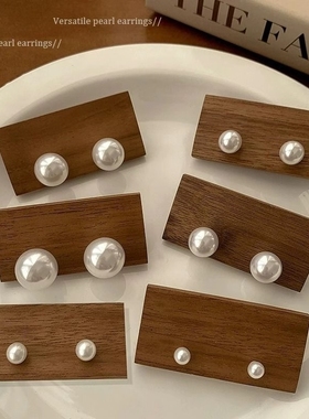 镀银针珍珠耳饰耳钉珍珠超大女施家fever同款2024轻奢高级感轻奢