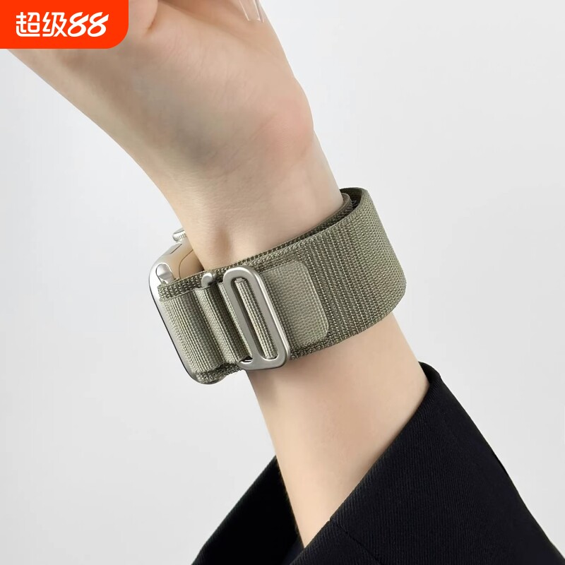 适用苹果S9手表iwatch10表带applewatch8高山回环7编织Ultra2腕带同款s10手表带s9尼龙白色舒适图片