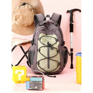 伊布古奇双肩包女士新款大容量徒步运动登山包旅行背包男紫色通勤