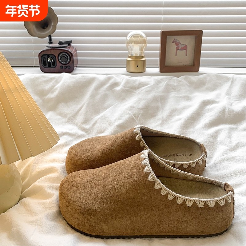 复古刺绣勃肯鞋包头半拖鞋女外穿2025秋季新款厚底内增高博肯单鞋,女鞋,包头拖,淘宝优惠券,粉丝福利购,淘宝优惠卷