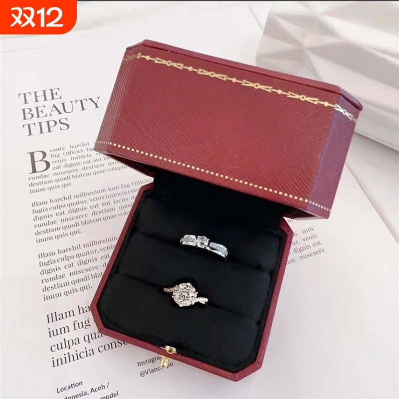 一克拉星织钻戒对戒结婚仿真假对戒结婚戒指仿真活口可调节假钻戒