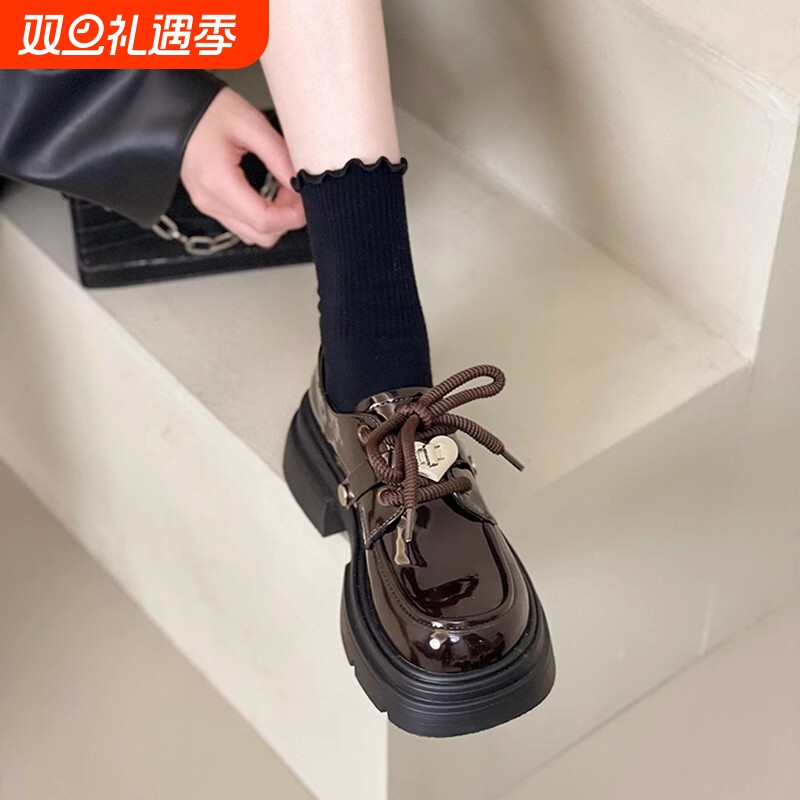 小皮鞋厚底增高乐福鞋中跟新款