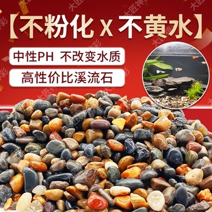 溪流石鱼缸造景专用底部砂石乌龟缸铺底石装饰免洗鹅卵石摆件石头