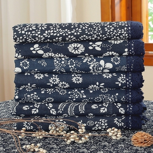 乌镇民宿国风蓝印花长方形餐桌布博物馆画室青花瓷碎花茶几台垫布