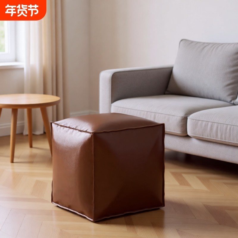 皮墩子收纳旧衣服矮凳轻奢风卧室收纳袋客厅卧室换鞋凳懒人沙发