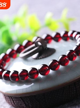 爆款酒红石榴石手链女平替红色手串转运珠多圈项链三圈单圈