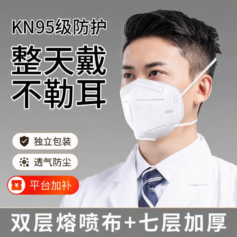 国标kn95口罩耳朵头戴式KN95立体防护防尘防工业粉尘透气不勒耳