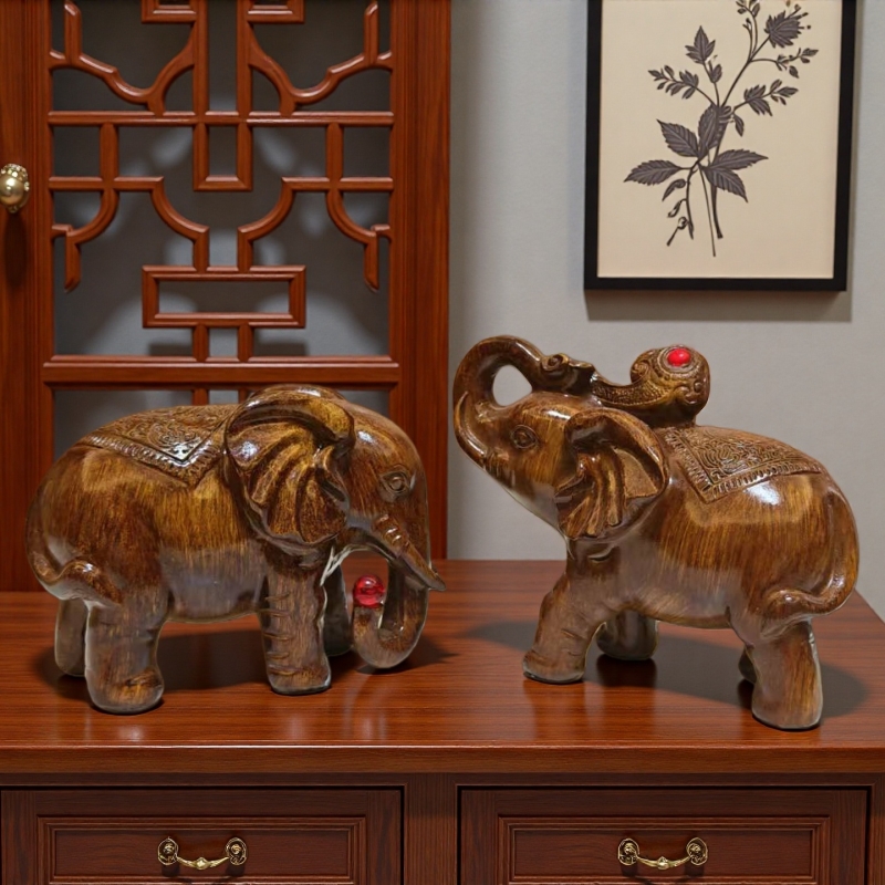 大象摆件一对纳福招财玄关客厅