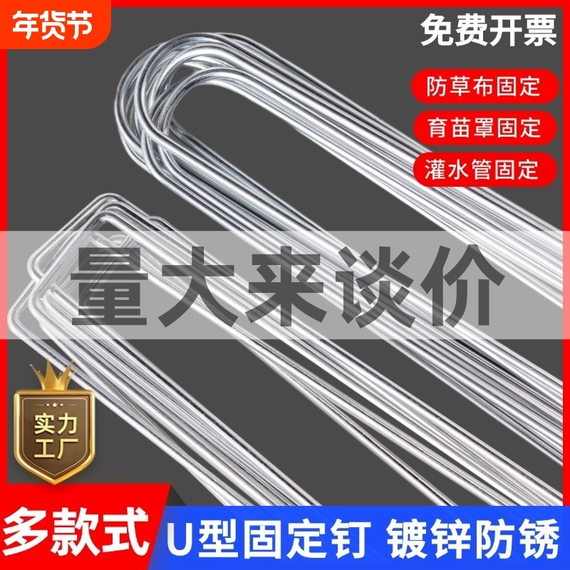 镀锌U型钉防草布地钉加粗U型钉户外地膜露营钉地布固定器斜尖耐用,鲜花速递/花卉仿真/绿植园艺,其它园艺用品,淘宝优惠券,粉丝福利购,淘宝优惠卷