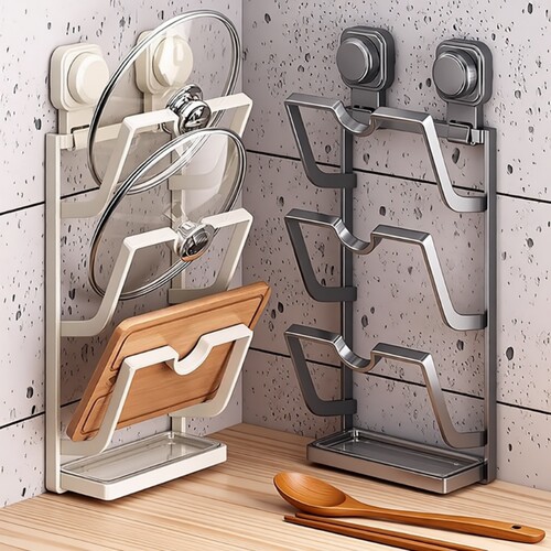 吸盘锅盖架壁挂免打孔厨房置物架