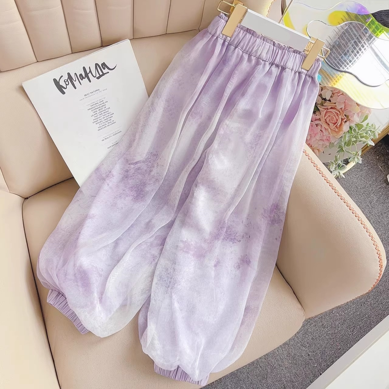 薄款女童长裤灯笼裤夏季新款裤子2025女孩休闲洋气儿童防蚊阔腿1