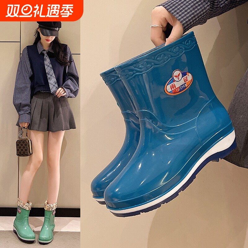四季通用时尚雨鞋女士中筒水鞋防滑成人耐磨加厚短筒雨靴胶鞋套鞋
