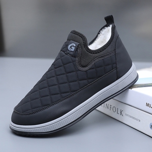 中老年一脚蹬雪地靴保暖爸爸鞋加绒加厚老北京布鞋男棉鞋冬季防滑